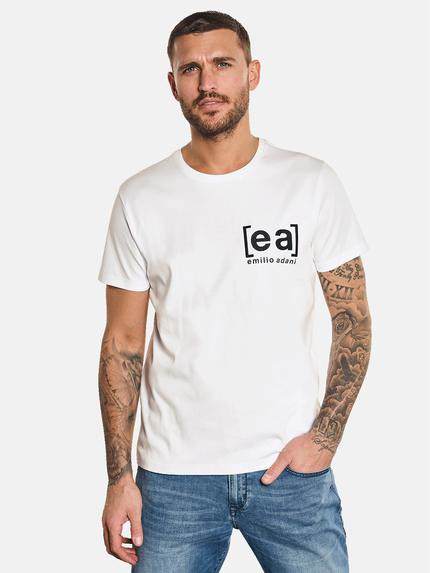 emilio adani Statement T-Shirt mit ea-Logo Reinweiss