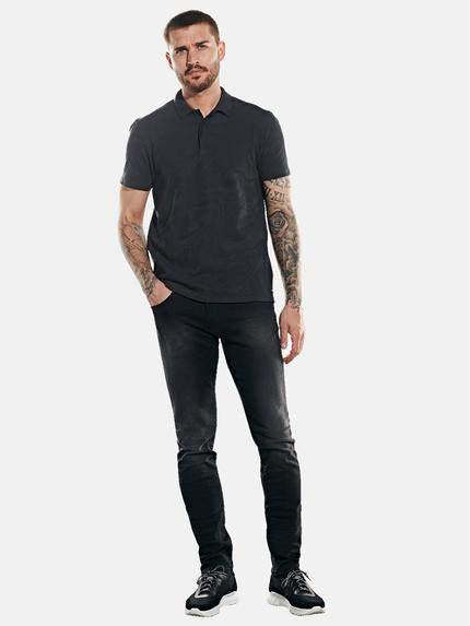emilio adani Herren Polo-Shirt uni Schwarz 31810