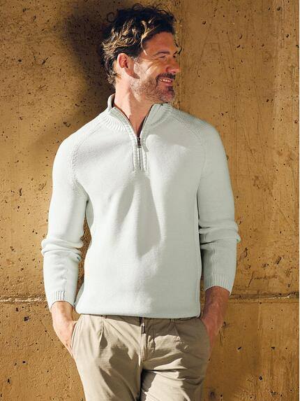 emilio adani Herren Stehkragen-Pullover mit Reißverschluss Hellgrau 40465 emilio adani Herren Stehkragen-Pullover mit Reißverschluss Hellgrau 40465