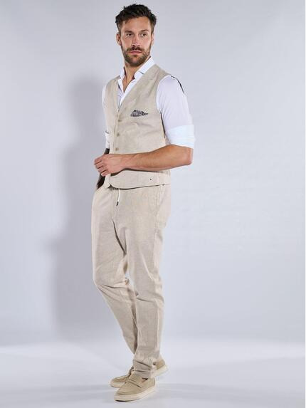 emilio adani Herren Sakko-Weste slim fit Beige 36963