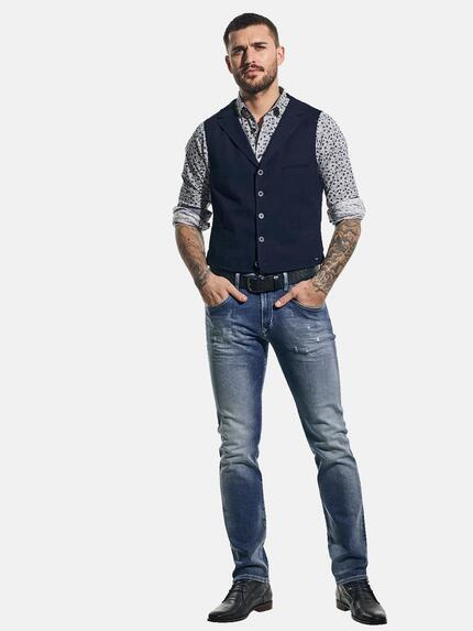 emilio adani Herren Sakko-Weste mit dezentem Karo-Muster Blau 31071