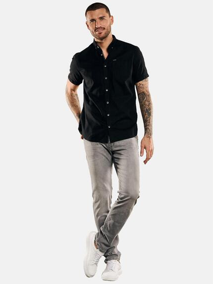 emilio adani Herren Kurzarm-Hemd aus Leinenmix Schwarz 33242 emilio adani Herren Kurzarm-Hemd aus Leinenmix Schwarz 33242