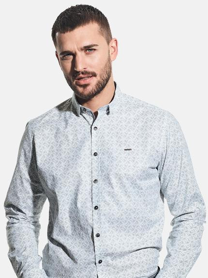 emilio adani Herren Langarmhemd mit grafischem Muster Grau 31327
