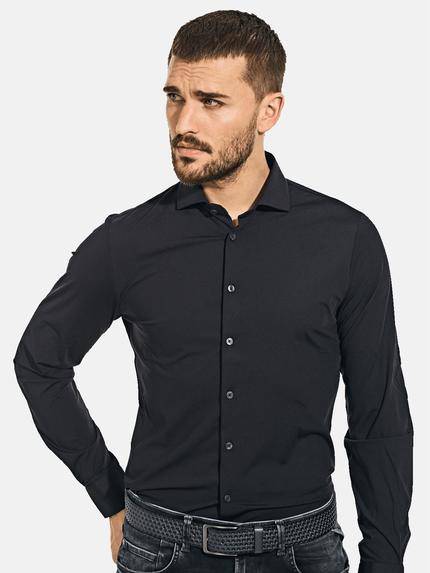 emilio adani Herren Funktions-Hemd Langarm Schwarz 35834