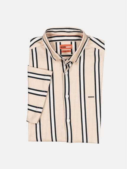 emilio adani Kurzarm-Hemd slim fit Sand