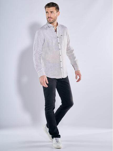 emilio adani Herren Langarm-Hemd aus Leinen Beige 38557 emilio adani Herren Langarm-Hemd aus Leinen Beige 38557