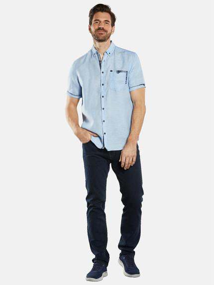 engbers Herren Kurzarm-Hemd aus Leinen Blau 34668 engbers Herren Kurzarm-Hemd aus Leinen Blau 34668