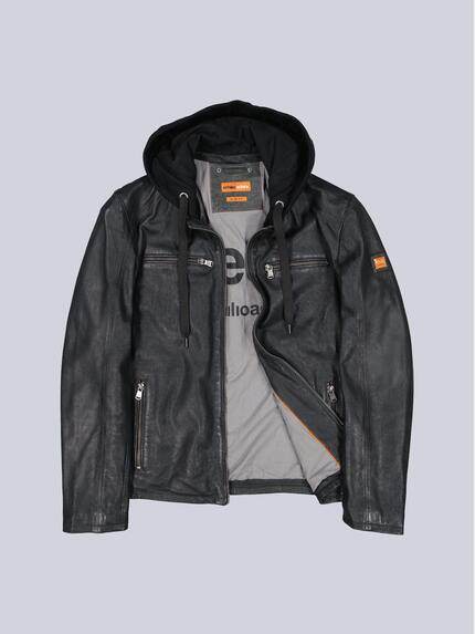 emilio adani Herren Lederjacke mit abnehmbarer Kapuze Anthrazit 39277 emilio adani Herren Lederjacke mit abnehmbarer Kapuze Anthrazit 39277