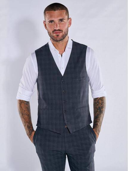emilio adani Herren Sakko-Weste slim fit Blau 37654