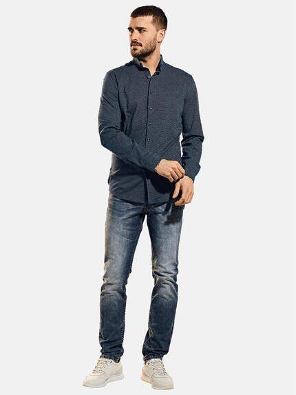 emilio adani Herren Jerseyhemd mit Minimalmuster Blau 30907 emilio adani Herren Jerseyhemd mit Minimalmuster Blau 30907