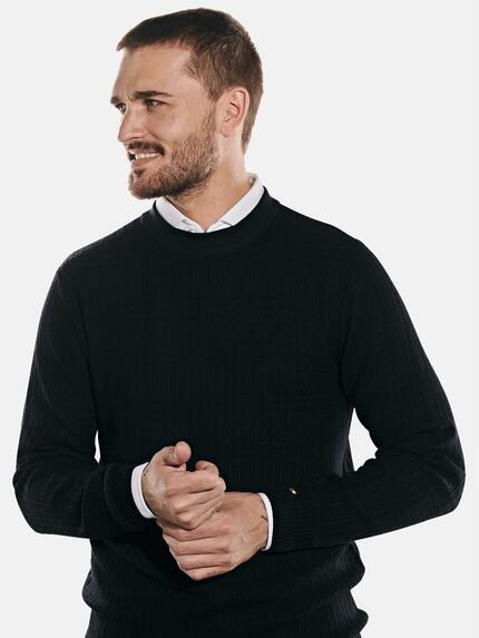 emilio adani Herren Pullover aus Merinowolle Schwarz 32065 emilio adani Herren Pullover aus Merinowolle Schwarz 32065