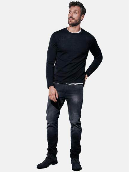 emilio adani Herren Pullover aus reiner Merino Wolle Schwarz 30804 emilio adani Herren Pullover aus reiner Merino Wolle Schwarz 30804