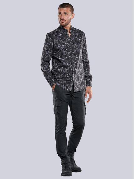 emilio adani Herren Langarm-Hemd mit digitalem All-Over-Print Schwarz 33337 emilio adani Herren Langarm-Hemd mit digitalem All-Over-Print Schwarz 33337