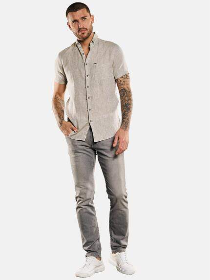 emilio adani Herren Kurzarm-Hemd aus Leinen Khaki 33228 emilio adani Herren Kurzarm-Hemd aus Leinen Khaki 33228