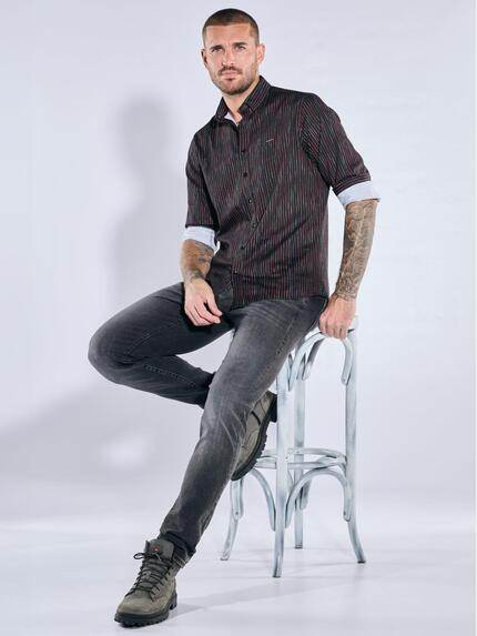 emilio adani Herren Hemd gemustert Rot 39925