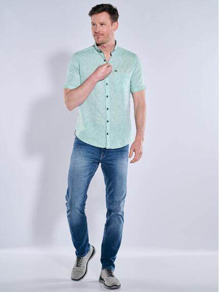engbers Herren Kurzarm-Hemd mit Leinenanteil Dunkelgruen 38378 engbers Herren Kurzarm-Hemd mit Leinenanteil Dunkelgruen 38378