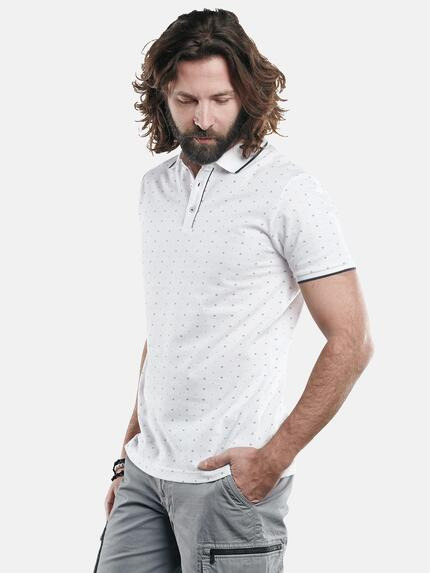 emilio adani Poloshirt mit Minimalprint und Kontrast-Details Reinweiss