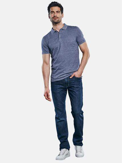 ENGBERS GERMANY Herren Edles Poloshirt im Leinen-Baumwollmix Blau 31445 ENGBERS GERMANY Herren Edles Poloshirt im Leinen-Baumwollmix Blau 31445