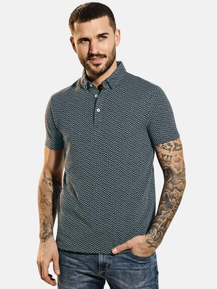 emilio adani Poloshirt gemustert Brilliantblau