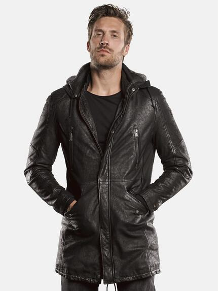 emilio adani Lederjacke im Parkastyle Schwarz