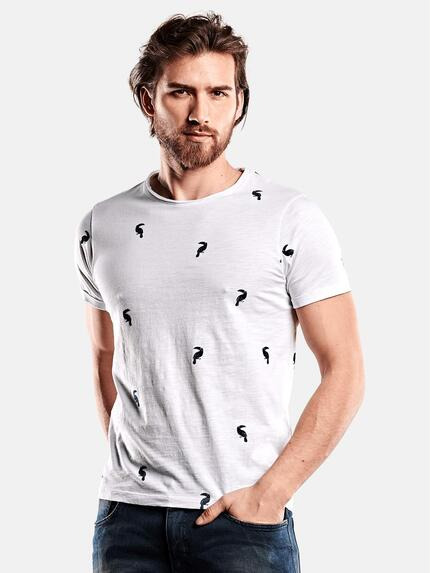 emilio adani Printshirt Bio Baumwolle Reinweiss