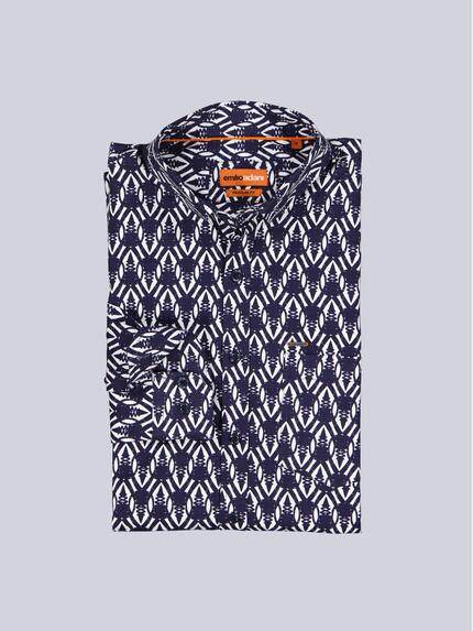 emilio adani Herren Langarm-Hemd gemustert Blau 39160 emilio adani Herren Langarm-Hemd gemustert Blau 39160