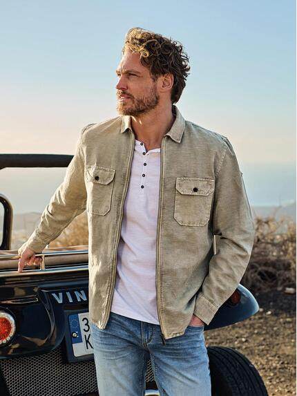 engbers Herren Overshirt mit Leinenanteil Beige 38912 engbers Herren Overshirt mit Leinenanteil Beige 38912