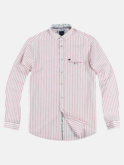 engbers Herren Gestreiftes Langarmhemd Dunkelrot 29519