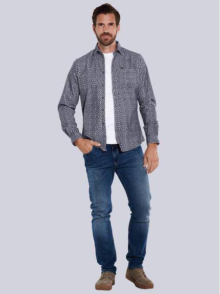 engbers Herren Langarm-Hemd aus Babycord Grau 35539