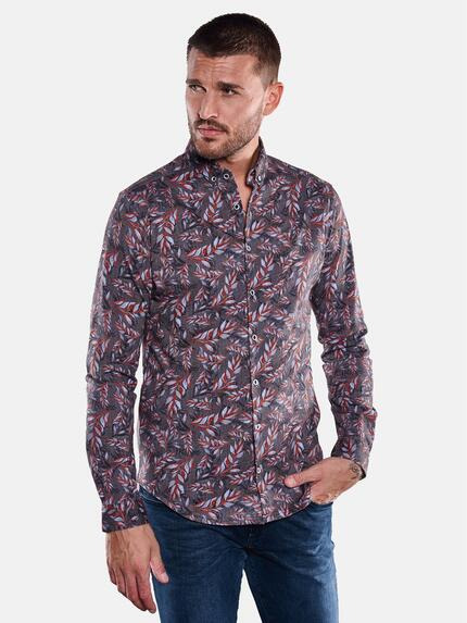 emilio adani Langarm-Hemd mit All-Over-Print Feuerrot