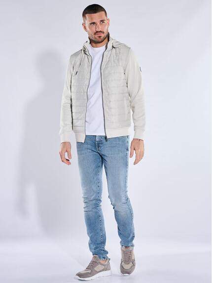 emilio adani Herren Sweatjacke mit abnehmbarer Kapuze Silbergrau 40079