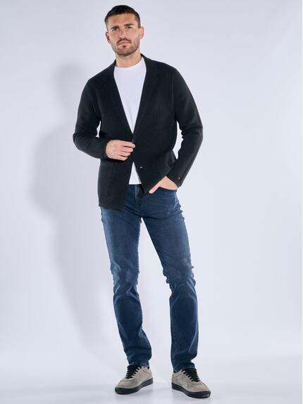 emilio adani Herren Sakko mit edler Strickstruktur Schwarz 39162