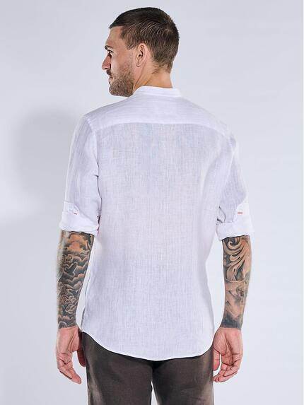 emilio adani Herren Hemd aus 100% Leinen Naturweiss 40337