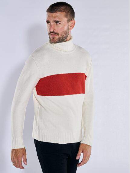 emilio adani Pullover mit Rollkragen Naturweiss