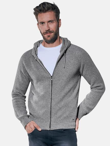 emilio adani Weiche Strickjacke mit Kapuze Silbergrau
