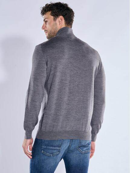 emilio adani Herren Pullover mit Merinowolle Silbergrau 39632