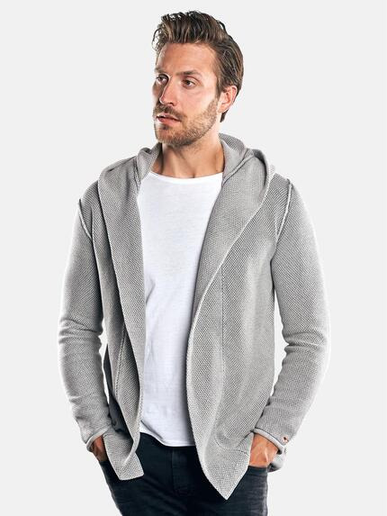 emilio adani Lässige Strickjacke mit Kapuze Silbergrau