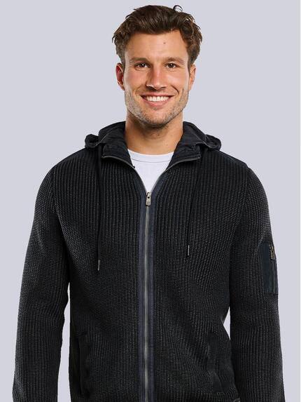 engbers Herren Cardigan mit Kapuze Saphirblau 33815