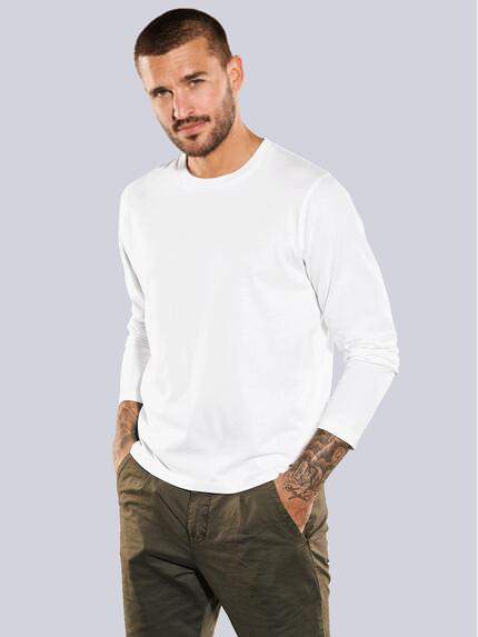 emilio adani Langarm-Shirt uni Reinweiss