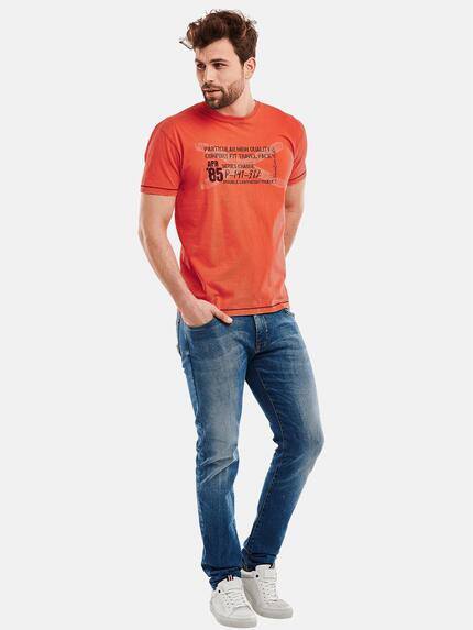 engbers Herren Modisch bedrucktes T-Shirt Orange 27336 engbers Herren Modisch bedrucktes T-Shirt Orange 27336