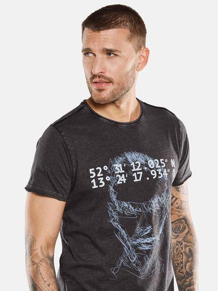 emilio adani Herren T-Shirt mit Print Grau 33418 emilio adani Herren T-Shirt mit Print Grau 33418