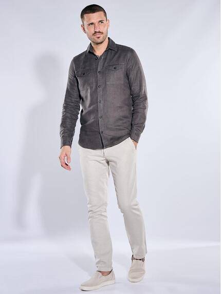 emilio adani Herren Overshirt aus Leinen Anthrazit 40678 emilio adani Herren Overshirt aus Leinen Anthrazit 40678