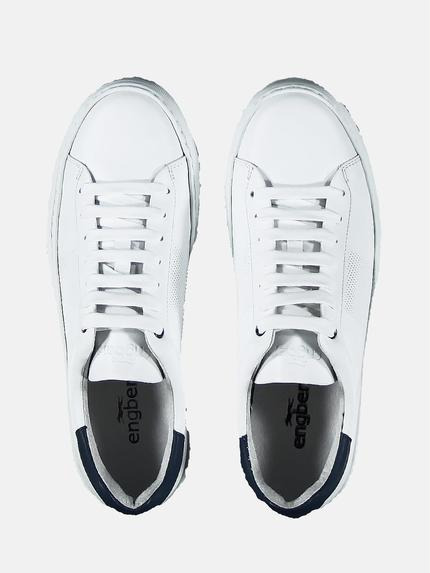 engbers Herren Trendiger Leder-Sneaker Reinweiss 29118