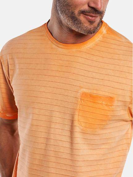 engbers Herren Rundhals T-Shirt mit Strukturstreifen Orange 29742