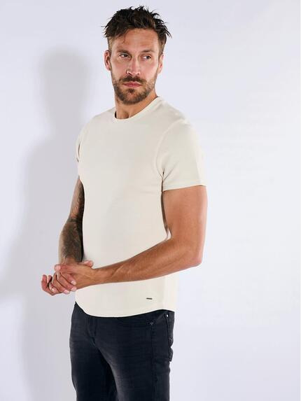 emilio adani T-Shirt uni Naturweiss