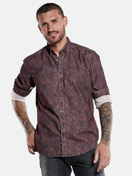 emilio adani Langarm-Hemd aus Cord Bordeaux
