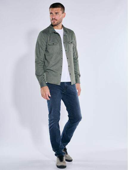 emilio adani Herren Langarm-Shirt mit Polokragen Gruen 39579