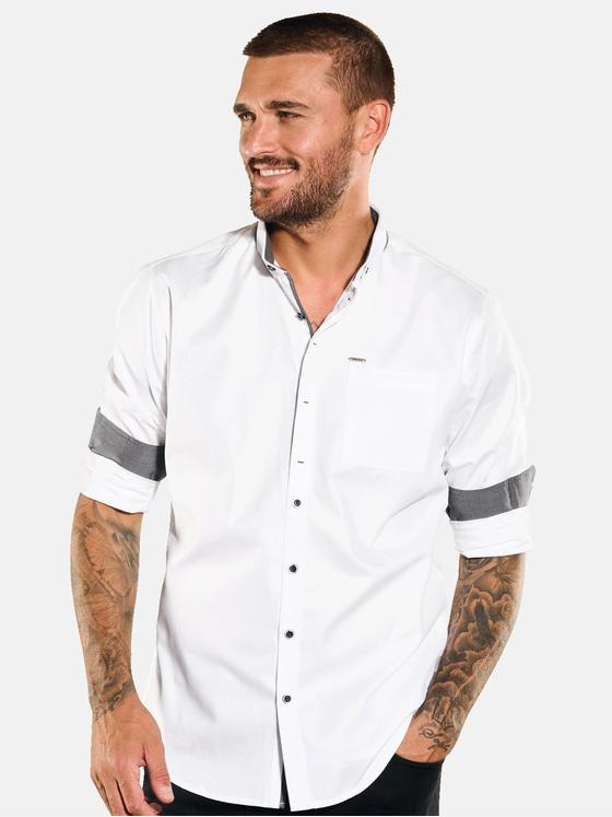 emilio adani Herren Langarm-Hemd uni Weiß 35777