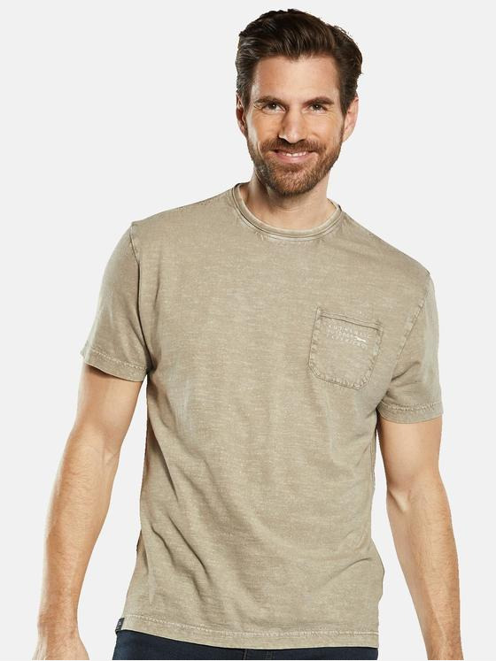 engbers Herren T-Shirt mit Leinenanteil Beige 34853