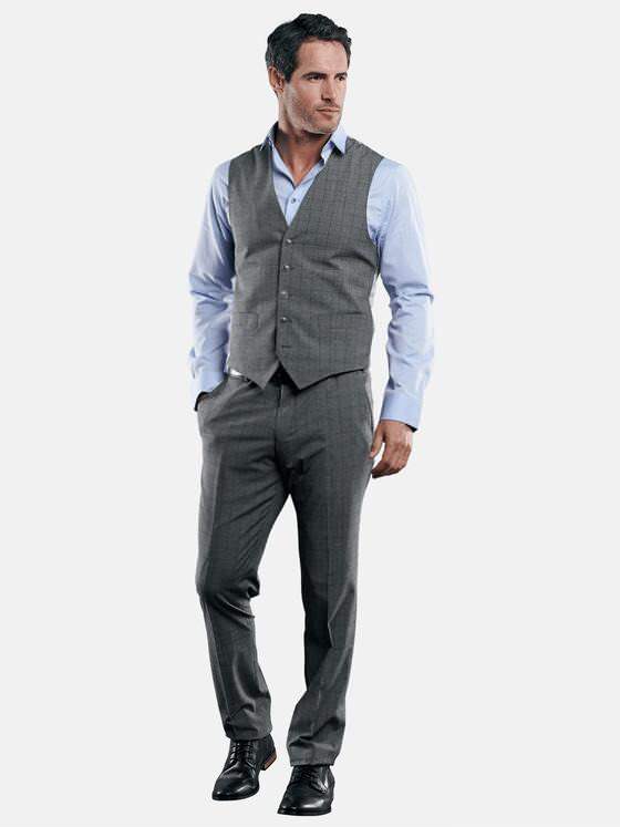 engbers Herren Stilvolle karierte Anzugweste Anthrazit 29033